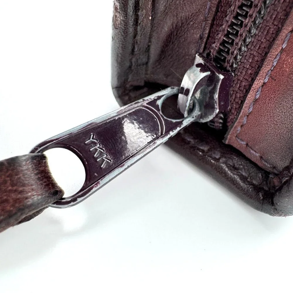 Franklin Quest Full Grain Aniline Leather Brown Planner Classic Sz 7 Ring Zipper